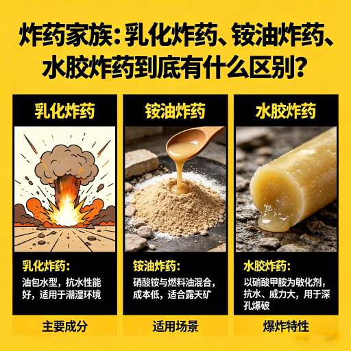 芦溪炸药家族：乳化炸药、铵油炸药、水胶炸药到底有什么区别？